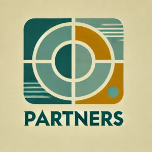 DALL·E 2024-12-31 14.36.49 - A simplified logo design for a 'Partners' section of a website, inspired by midcentury aesthetics. The design features a single clean geometric shape,